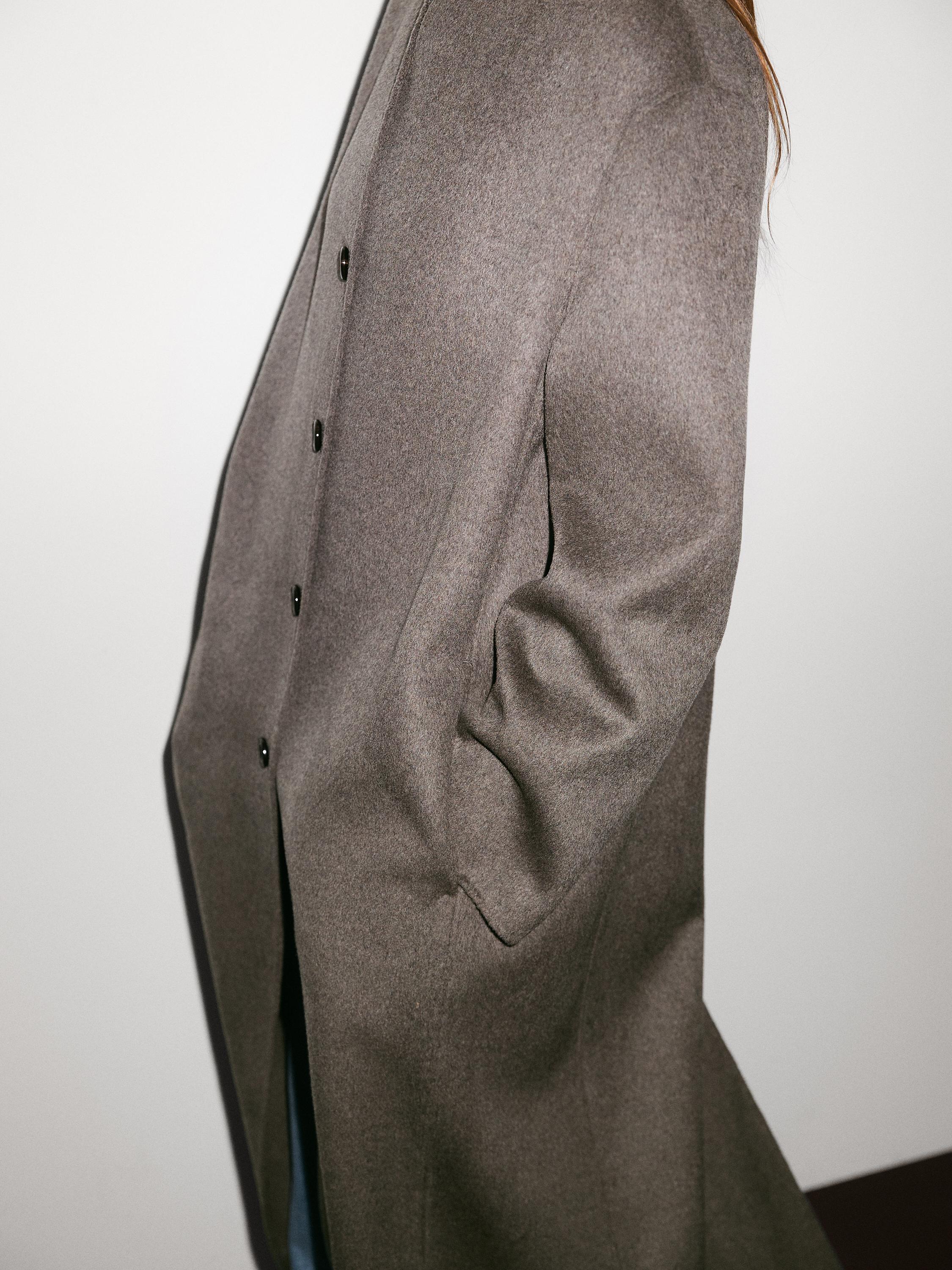 Manteau à col montant en laine mélangée